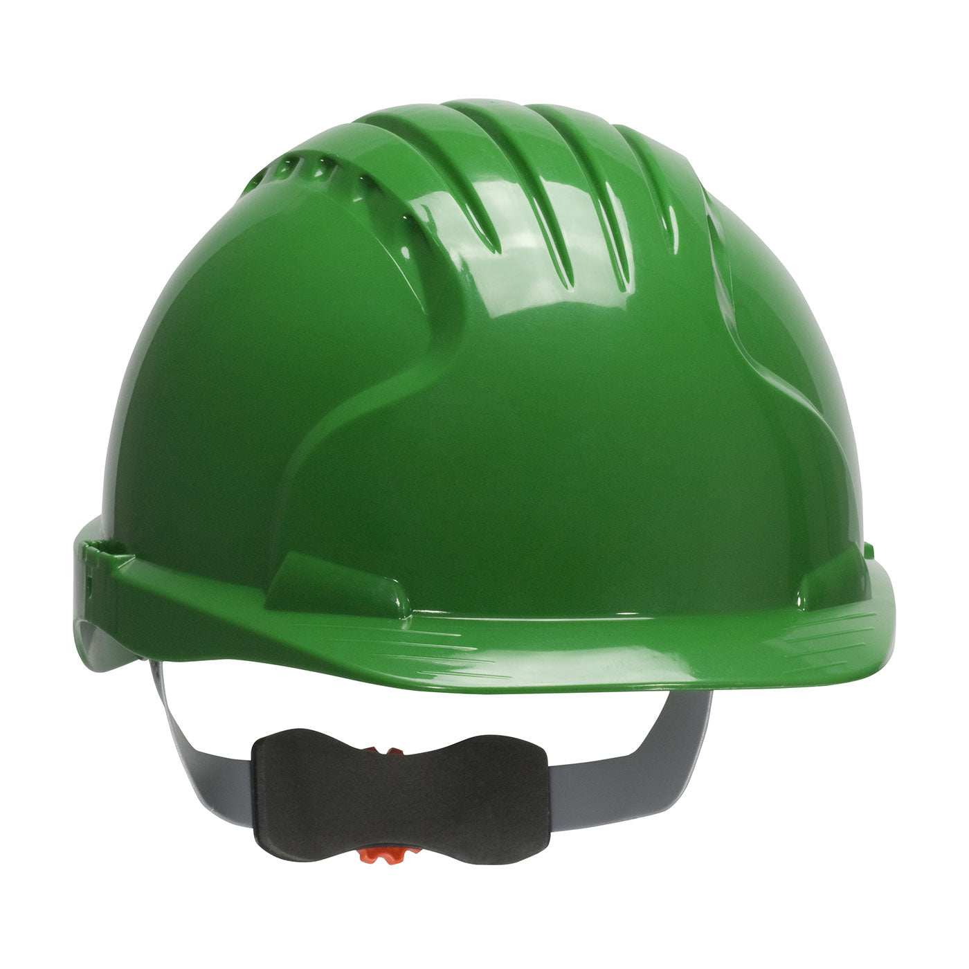 Evolution Deluxe 6161 wheel ratchet class e type I cap style hard hat in green | Front Right View
