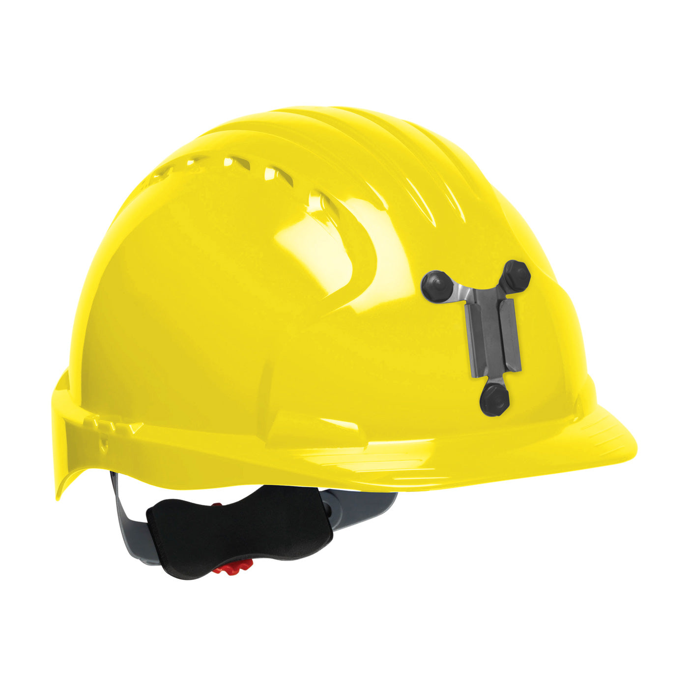 Evolution Deluxe 6161 wheel ratchet class c type I standard brim hard hat in yellow | Front Right View