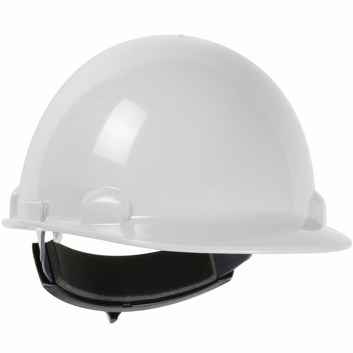 Dom wheel ratchet class e type I cap style hard hat in white | Front Right View