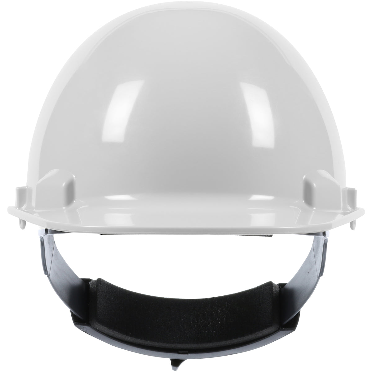 Evolution wheel ratchet class e type I cap style hard hat in white | Front View
