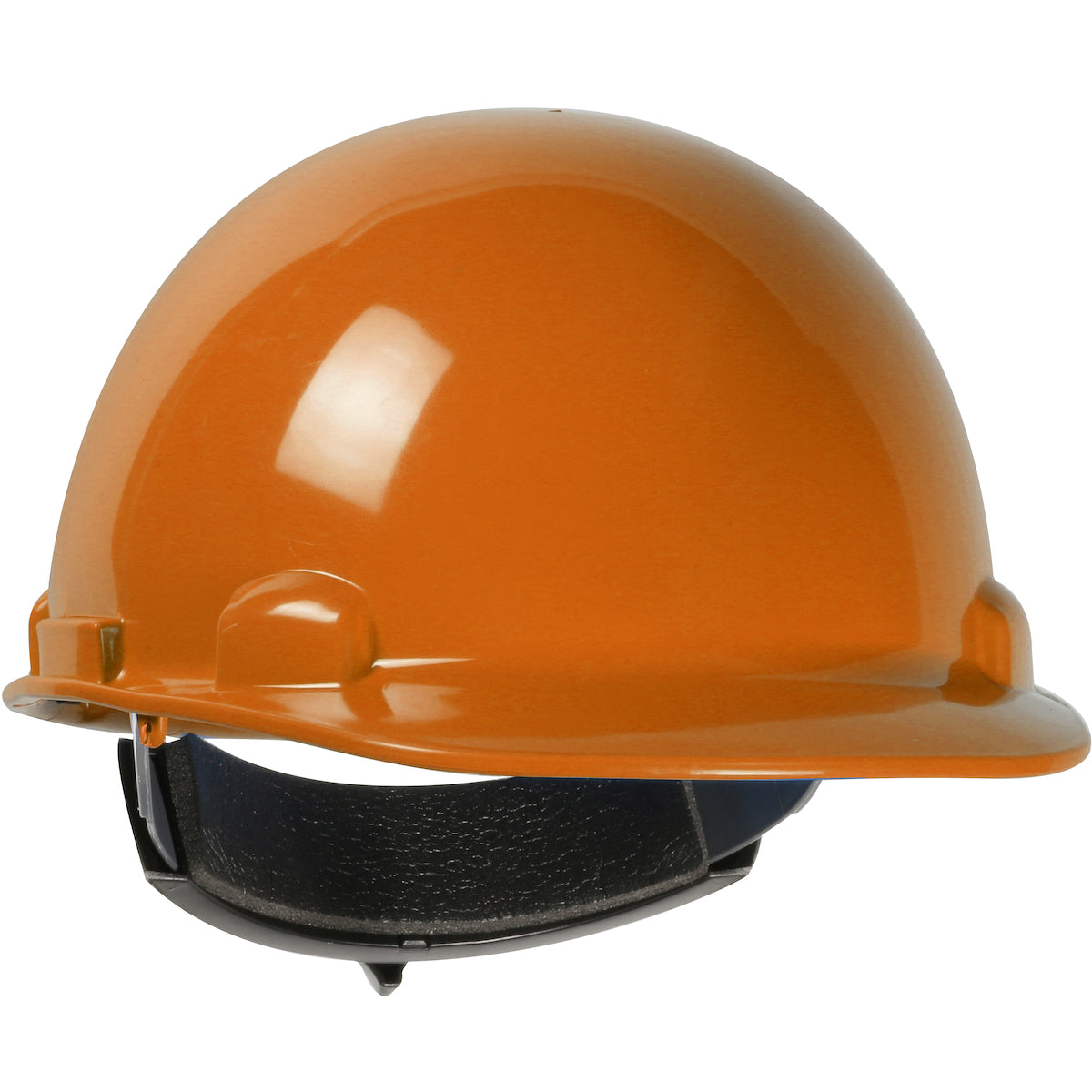 Dom wheel ratchet class e type I cap style hard hat in orange | Front Right View