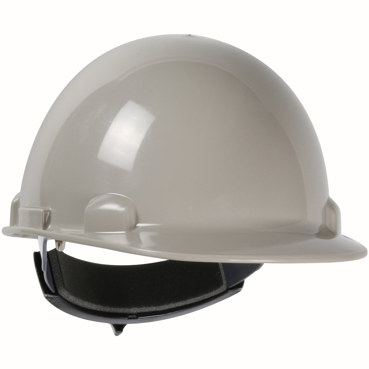 Dom wheel ratchet class e type I cap style hard hat in gray | Front Right View