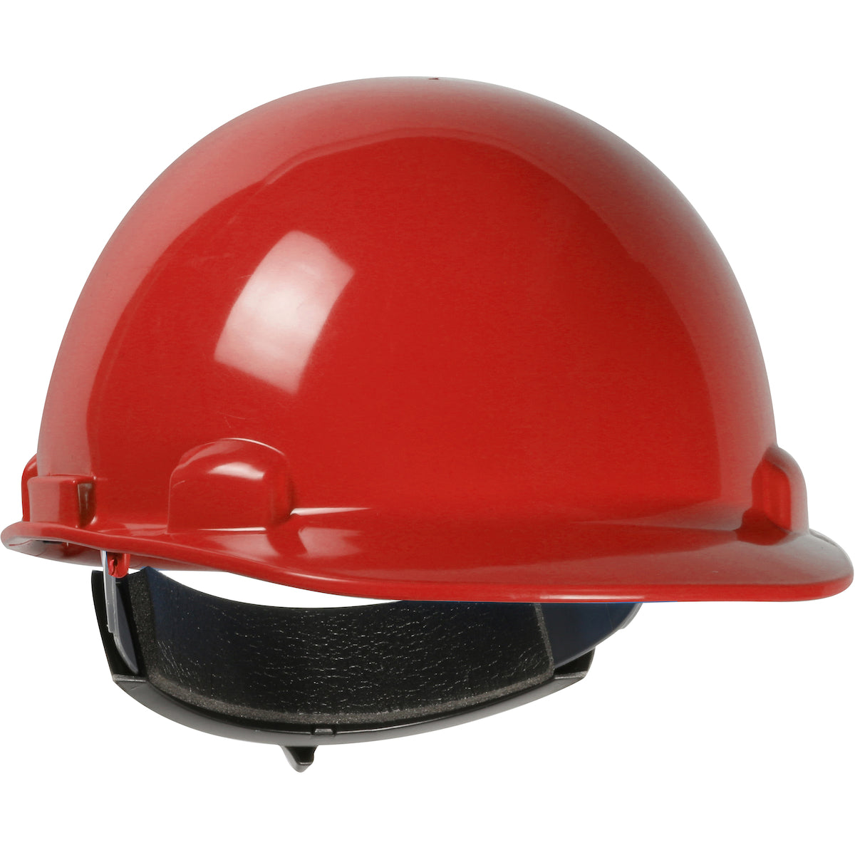 Dom wheel ratchet class e type I cap style hard hat in red | Front Right View