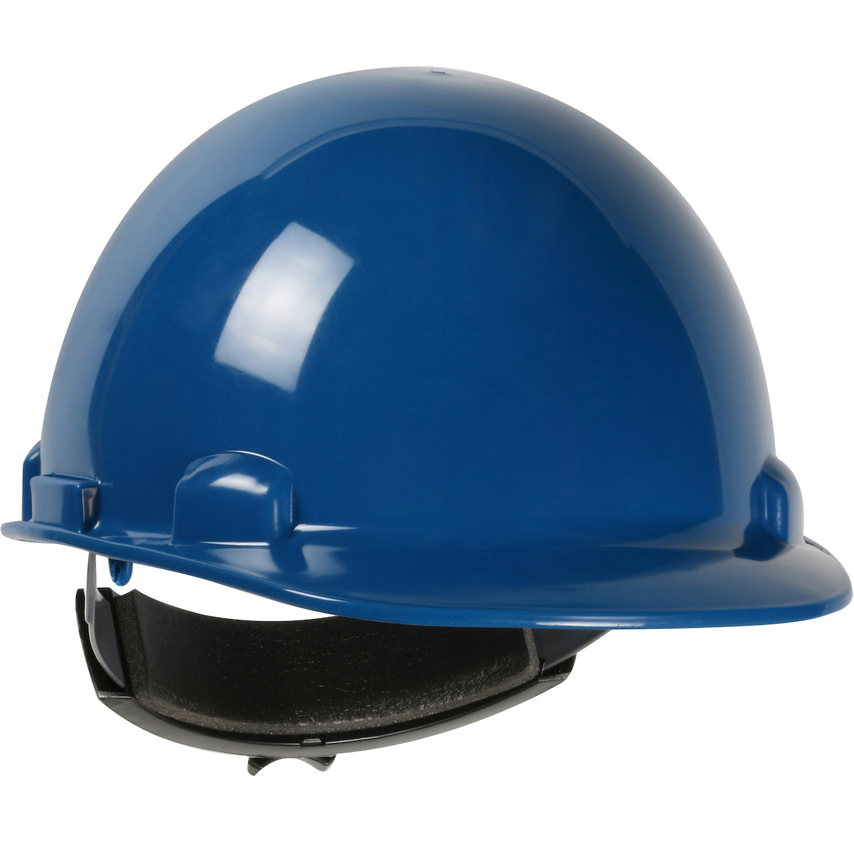 Dom wheel ratchet class e type I cap style hard hat in steel blue | Front Right View