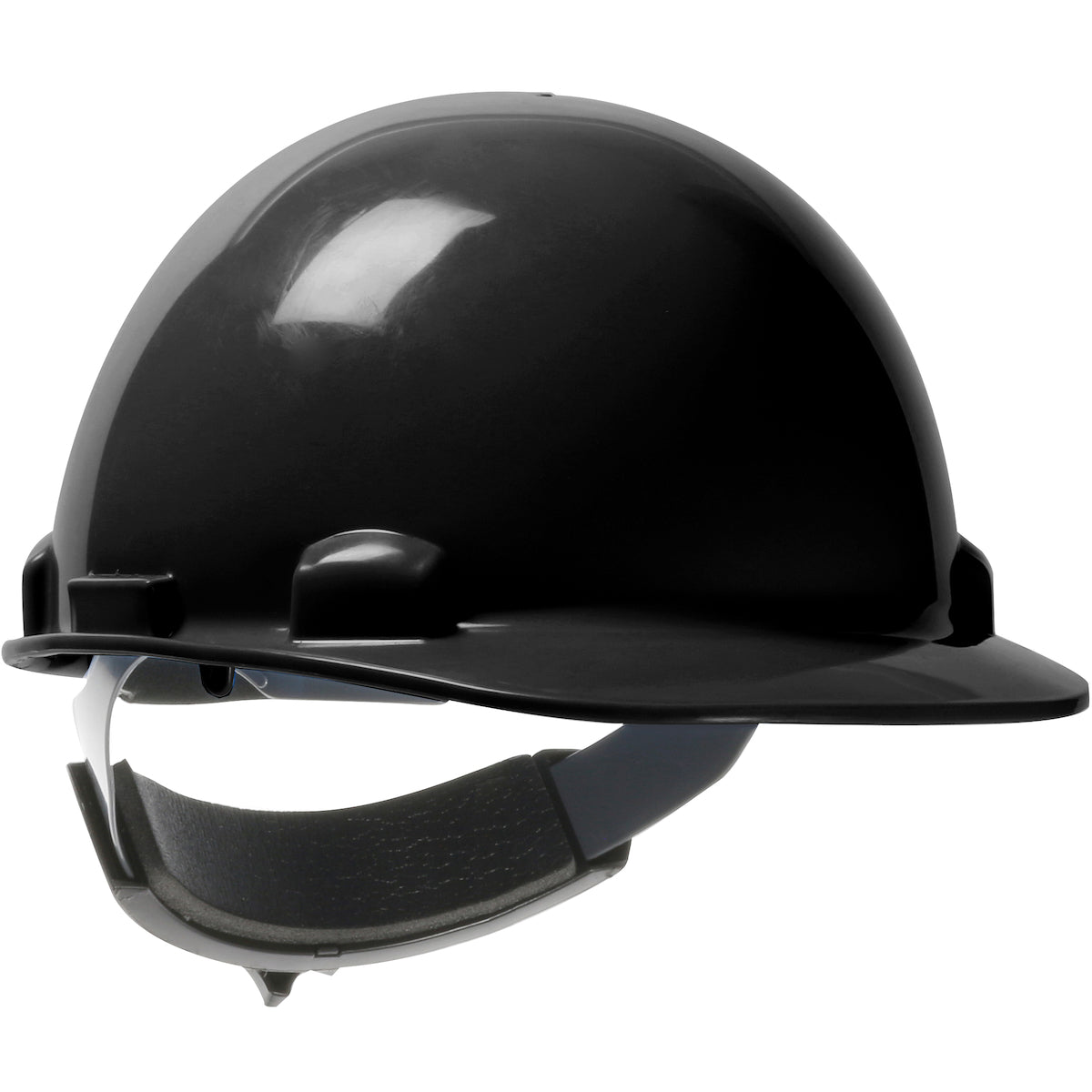 Dom swing ratchet class e type I cap style hard hat in black | Front Right View
