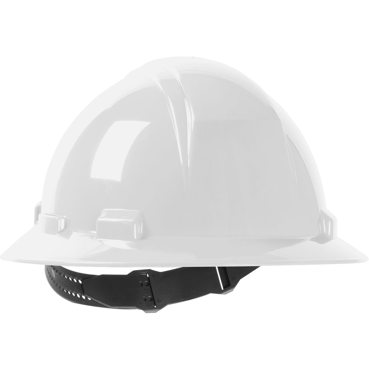 Kilimanjaro wheel ratchet class e type I full brim hard hat in white | Front Right View
