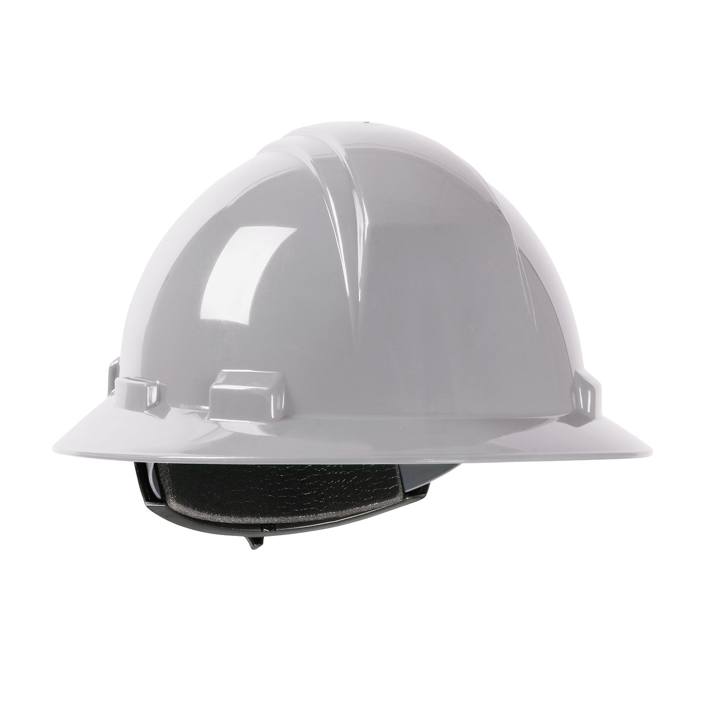Kilimanjaro wheel ratchet class e type I full brim hard hat in gray | Front Right View