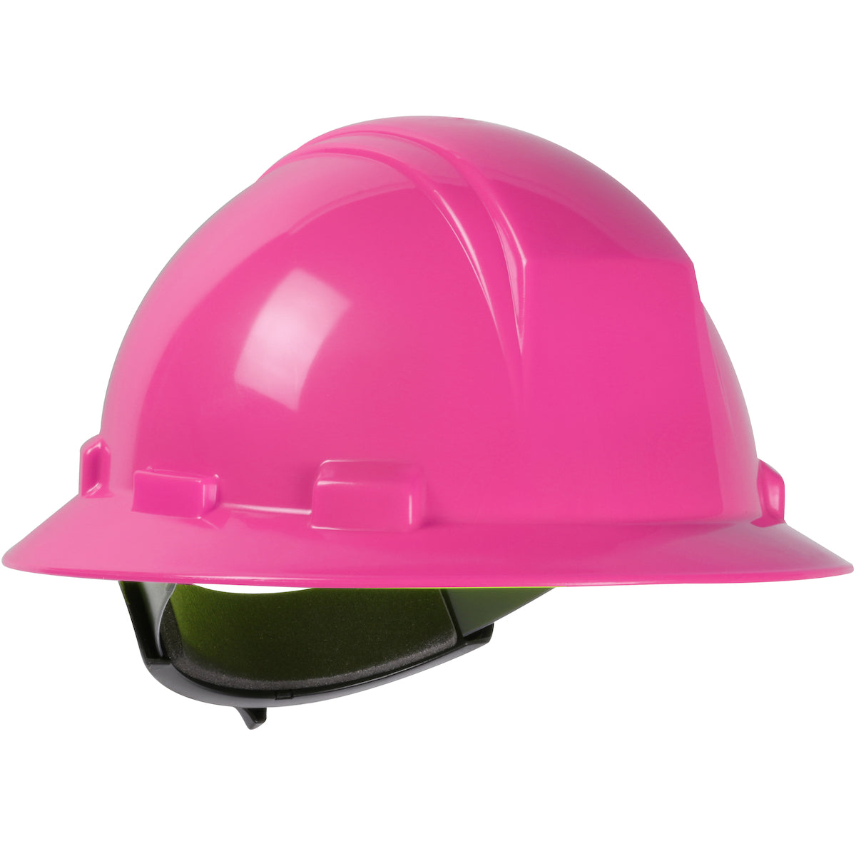 Kilimanjaro wheel ratchet class e type I full brim hard hat in pink | Front Right View