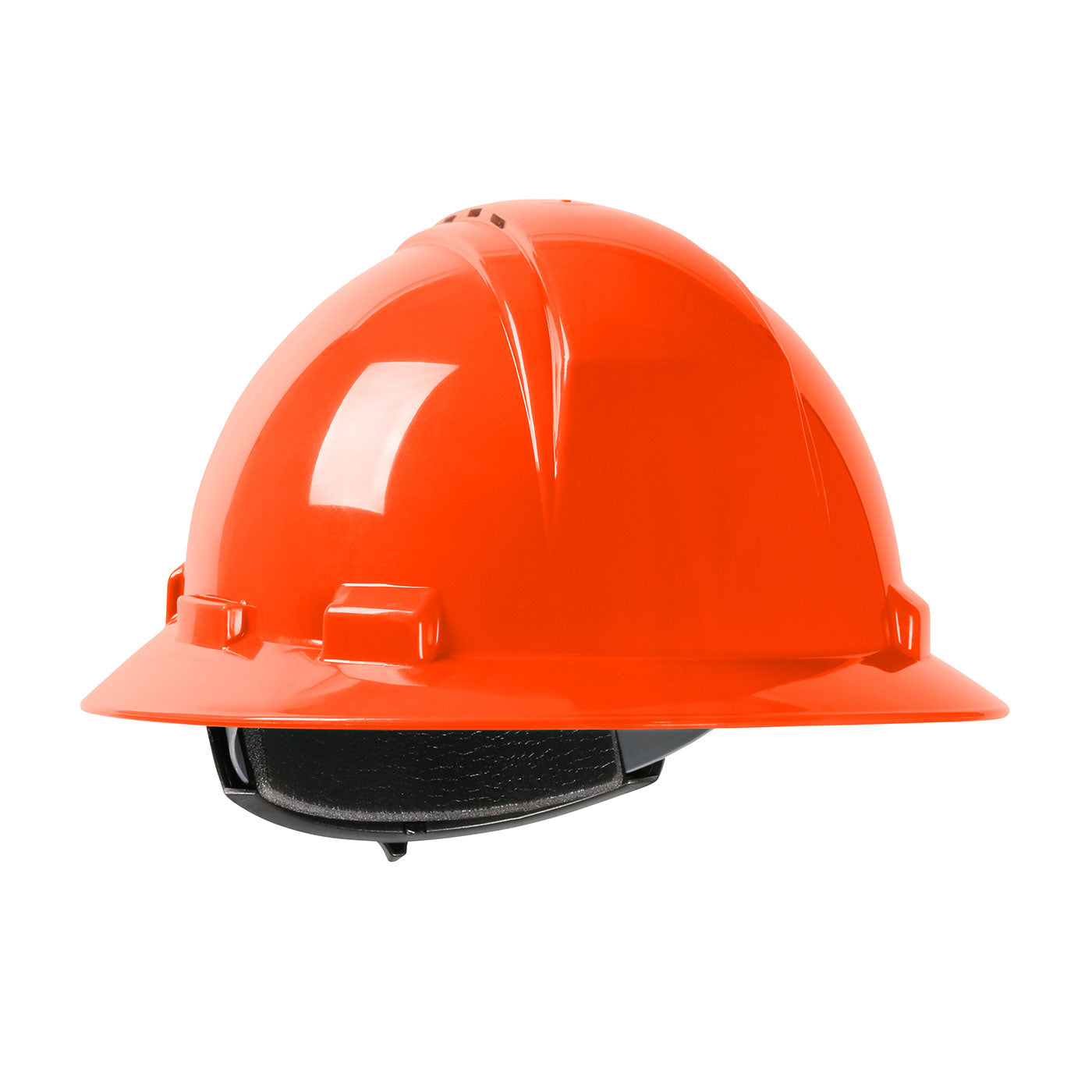 Kilimanjaro wheel ratchet class c type I full brim hard hat in orange | Front Right View