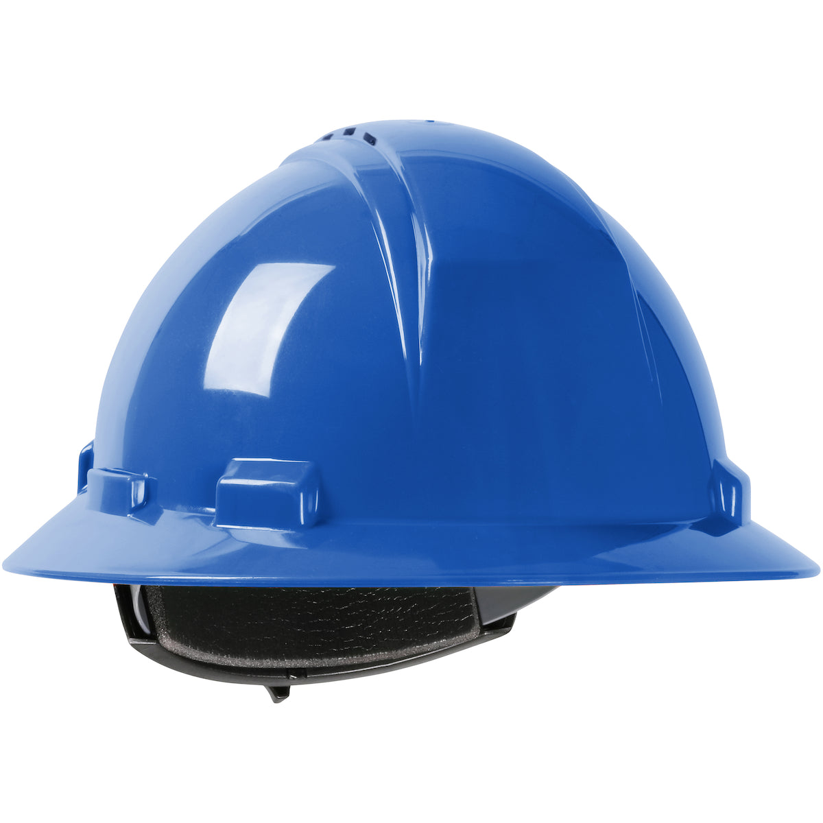 Kilimanjaro wheel ratchet class c type I full brim hard hat in blue | Front Right View