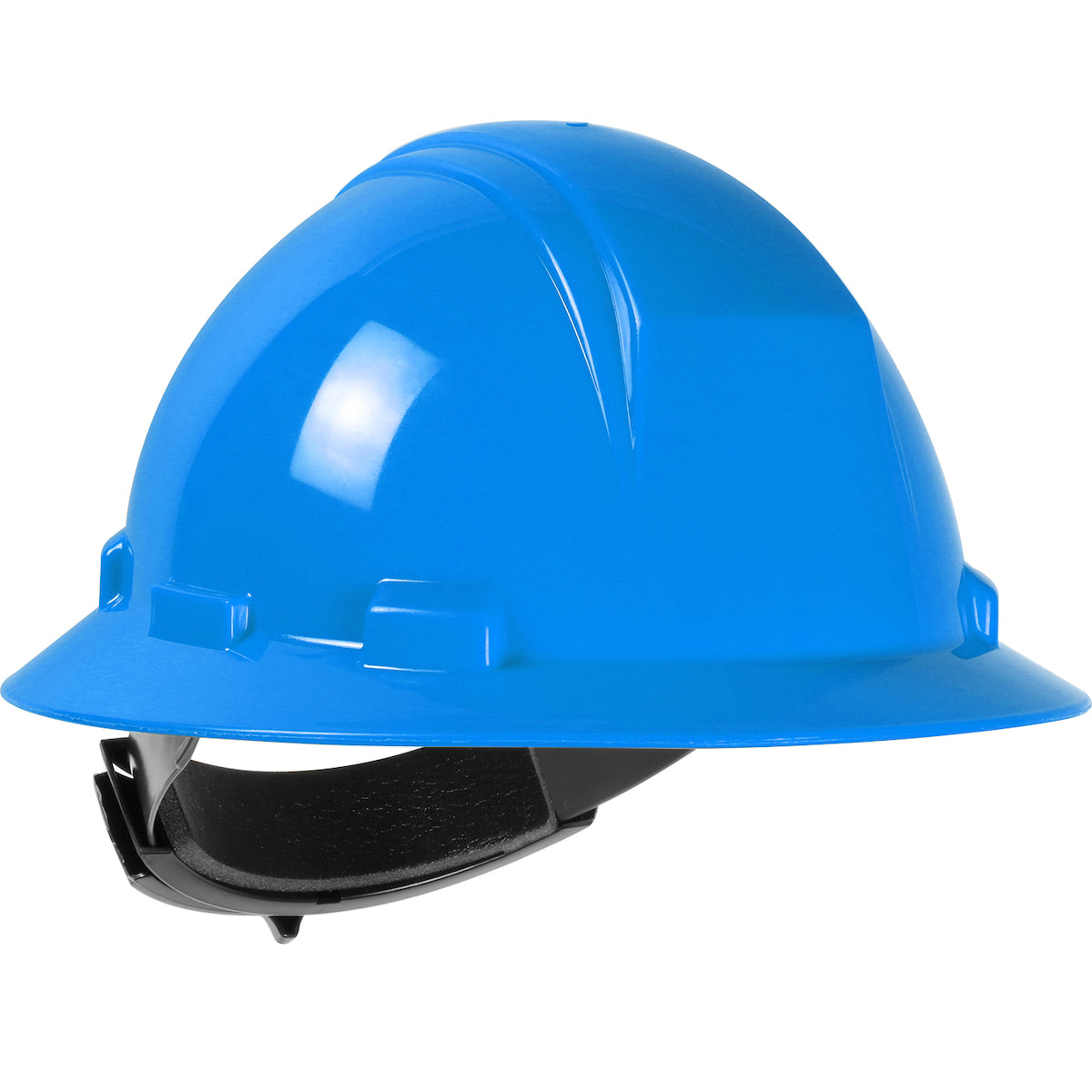 Kilimanjaro wheel ratchet class e type iI full brim hard hat in sky blue | Front Right View