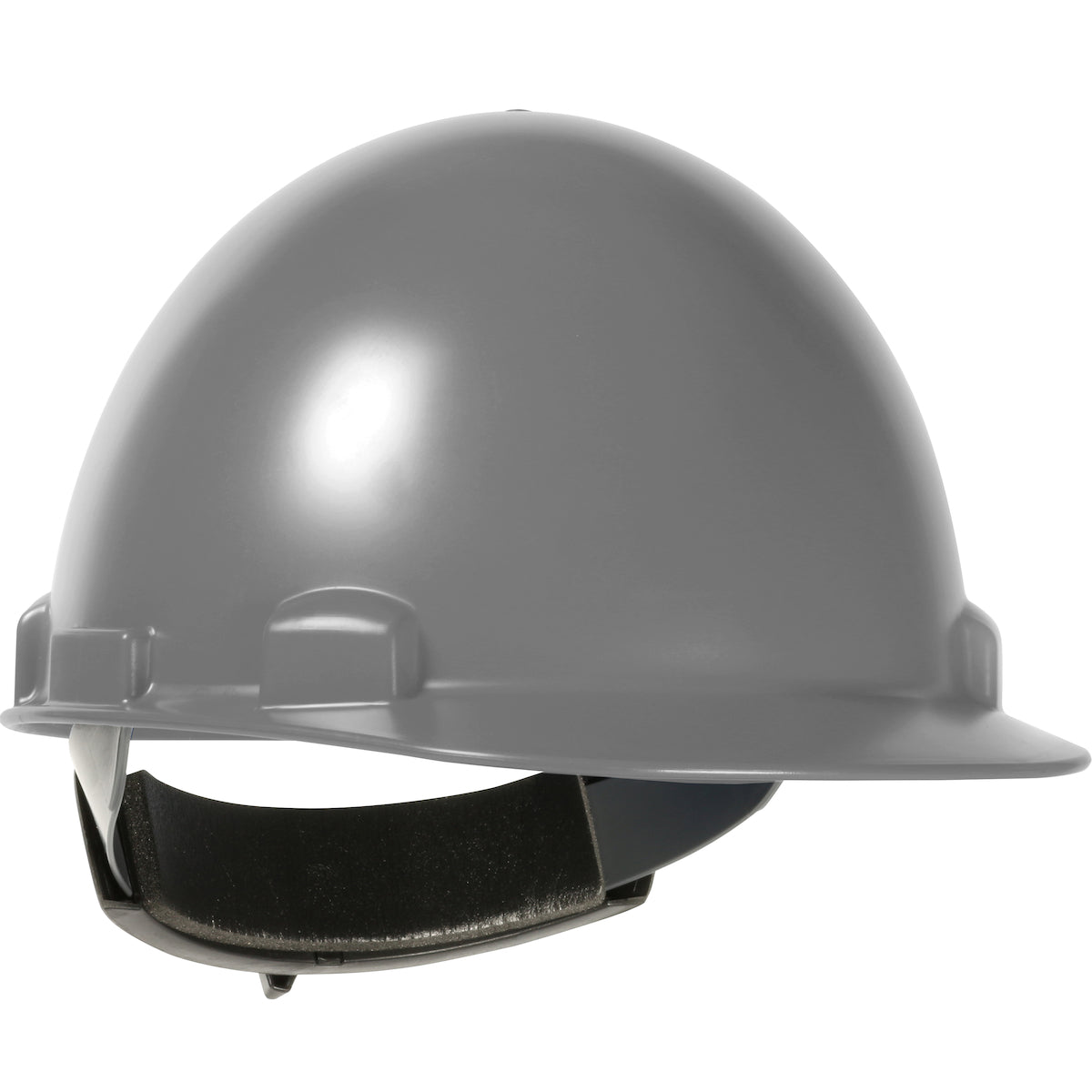 Stromboli wheel ratchet class e type I cap style hard hat in gray | Front Right View