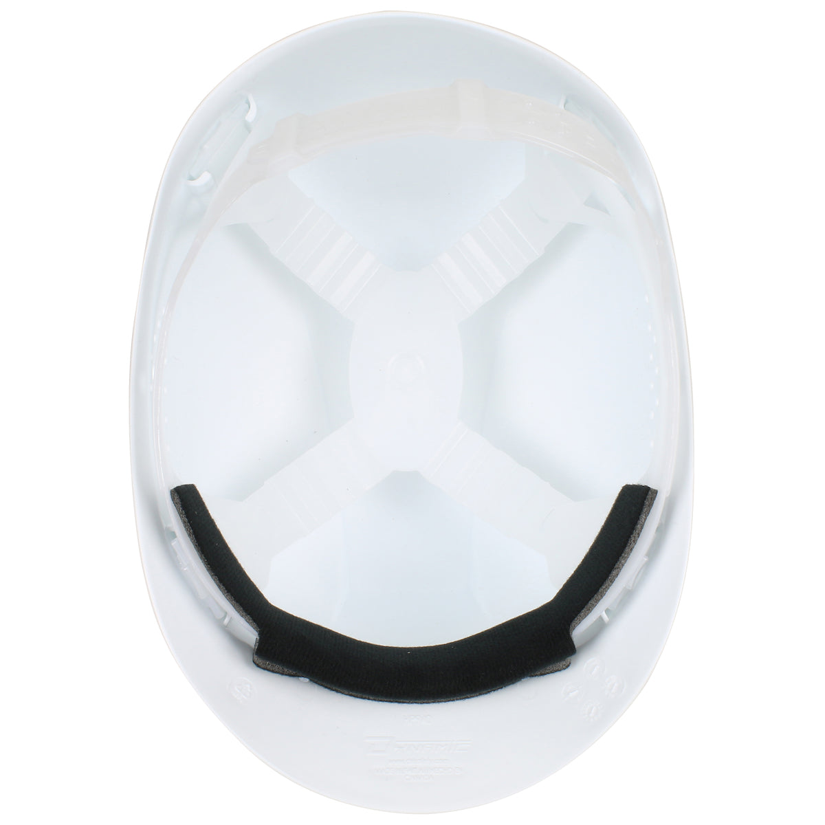 4-point plastic suspension bump cap in white | Inside View