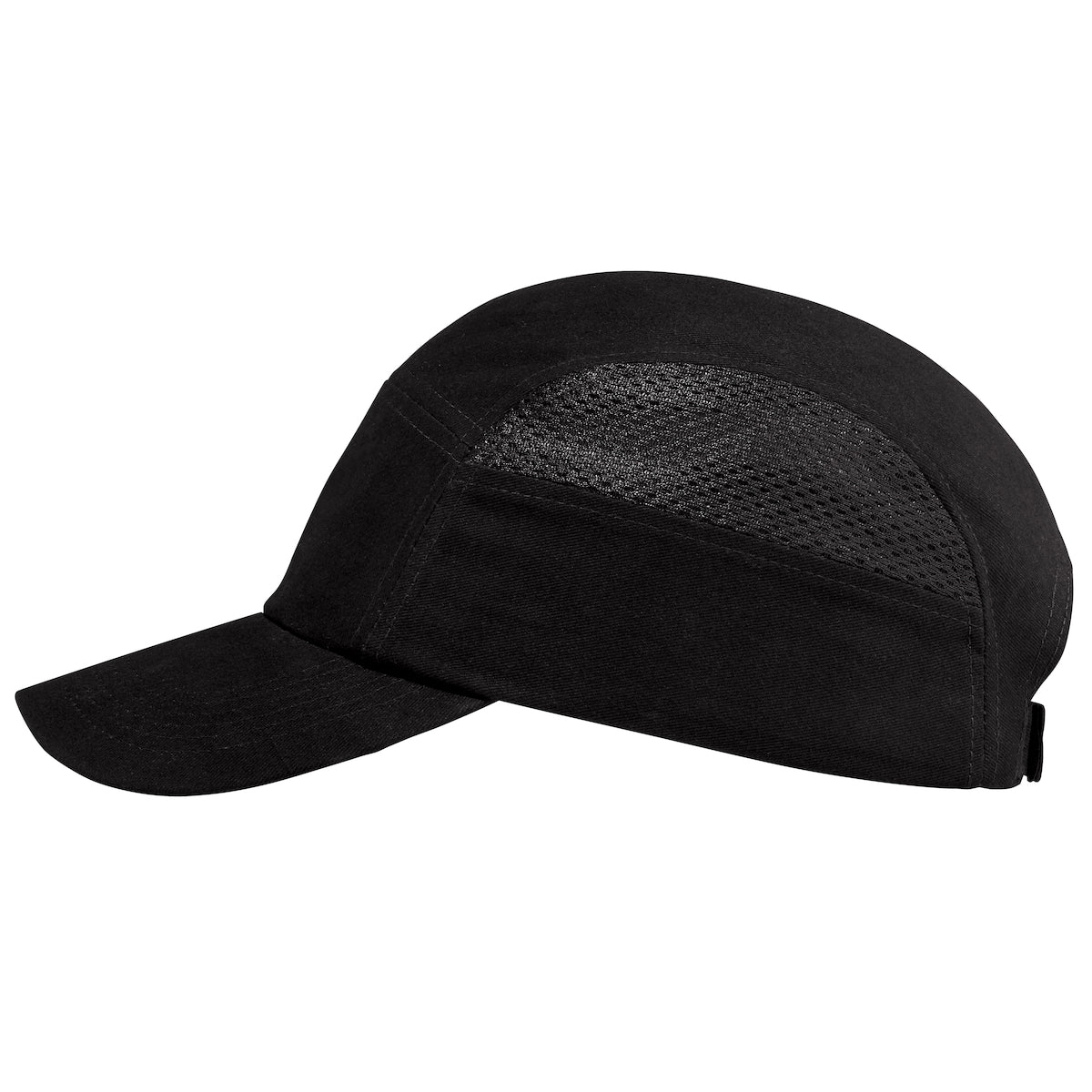 Dynamic baseball style bump cap in black | Side View