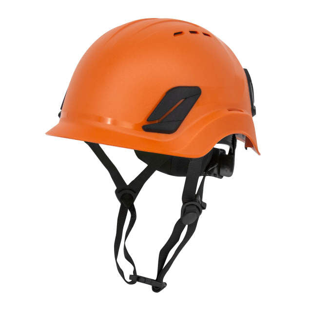 THRXV-ORANGE-radians-titanium-ratchet-suspension-class-c-type-i-orange-climbing-style-helmet-{view name} Titanium ratchet suspension class c type I climbing style helmet in orange | Front Left View