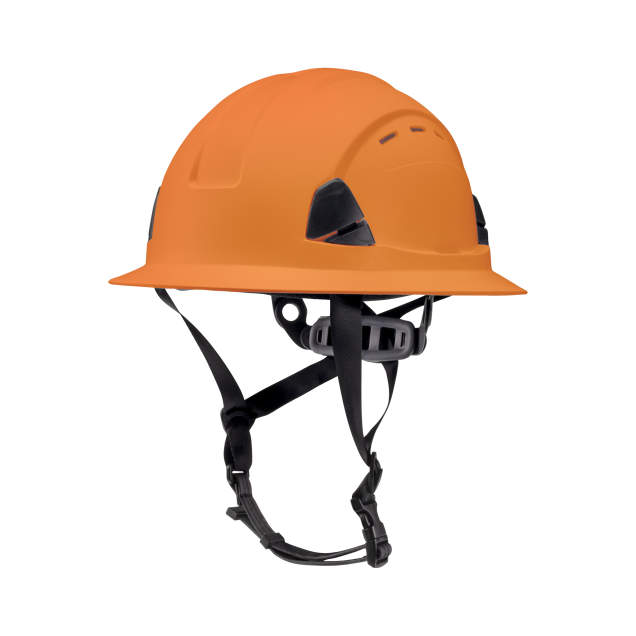 Dareware smooth glide ratchet cap style safety helmet in orange | side view