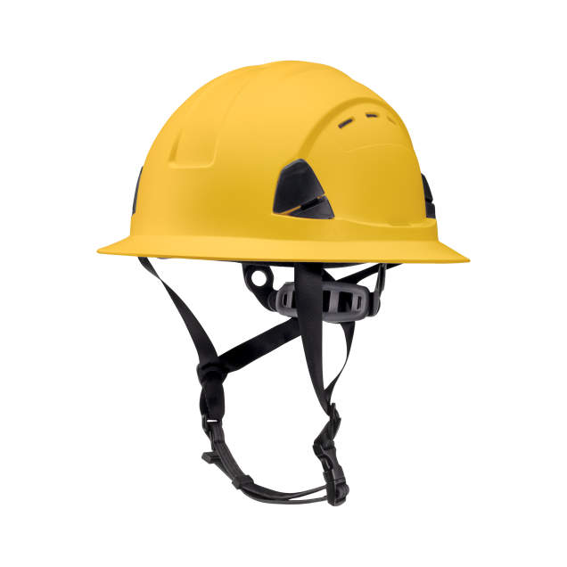 Dareware smooth glide ratchet cap style safety helmet in yellow | side view