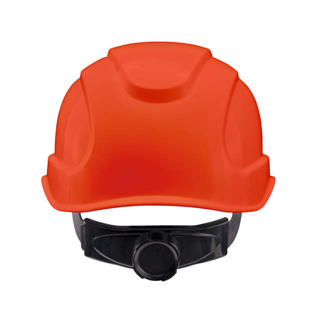 Hypeman 6 pt ratchet cap style safety hard hat in hi-viz orange | back view