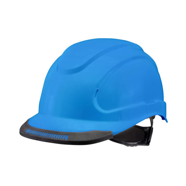 Hypeman 6 pt ratchet cap style safety hard hat in ocean blue | side view
