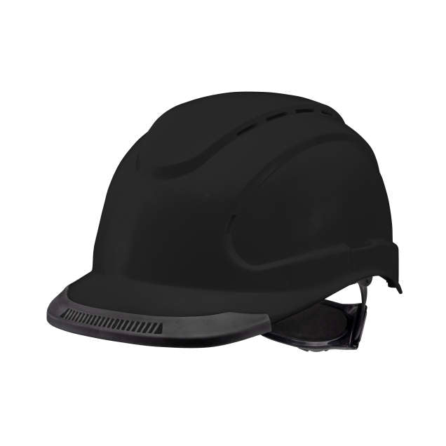 Hypeman 6 pt ratchet cap style safety hard hat in black | side view