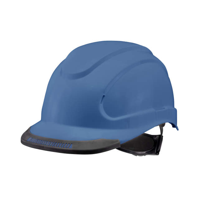 Hypeman 6 pt ratchet cap style safety hard hat in blue | side view