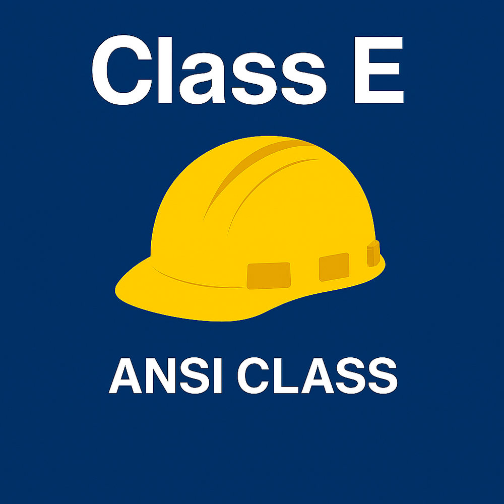 ANSI Class E hard hat icon for electrical protection up to 20,000 volts.