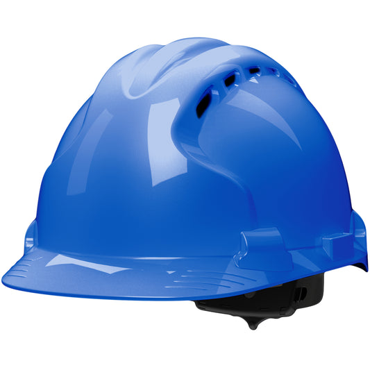 MK8 Evolution wheel ratchet class c type iI cap style hard hat in blue | Side view