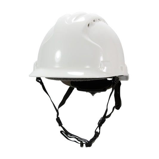 MK8 Evolution wheel ratchet class c type iI safety helmet in white | Front Left View
