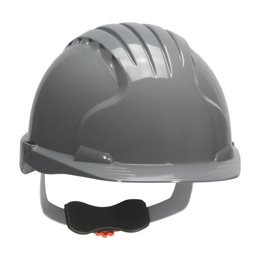Evolution Deluxe 6161 wheel ratchet class e type I cap style hard hat in gray | Front Right View