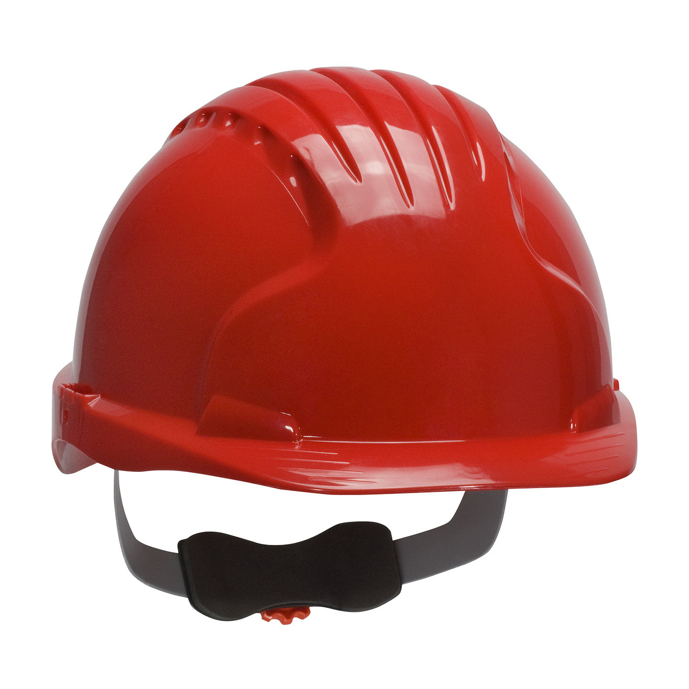 Evolution Deluxe 6161 wheel ratchet class e type I cap style hard hat in red | Front Right View