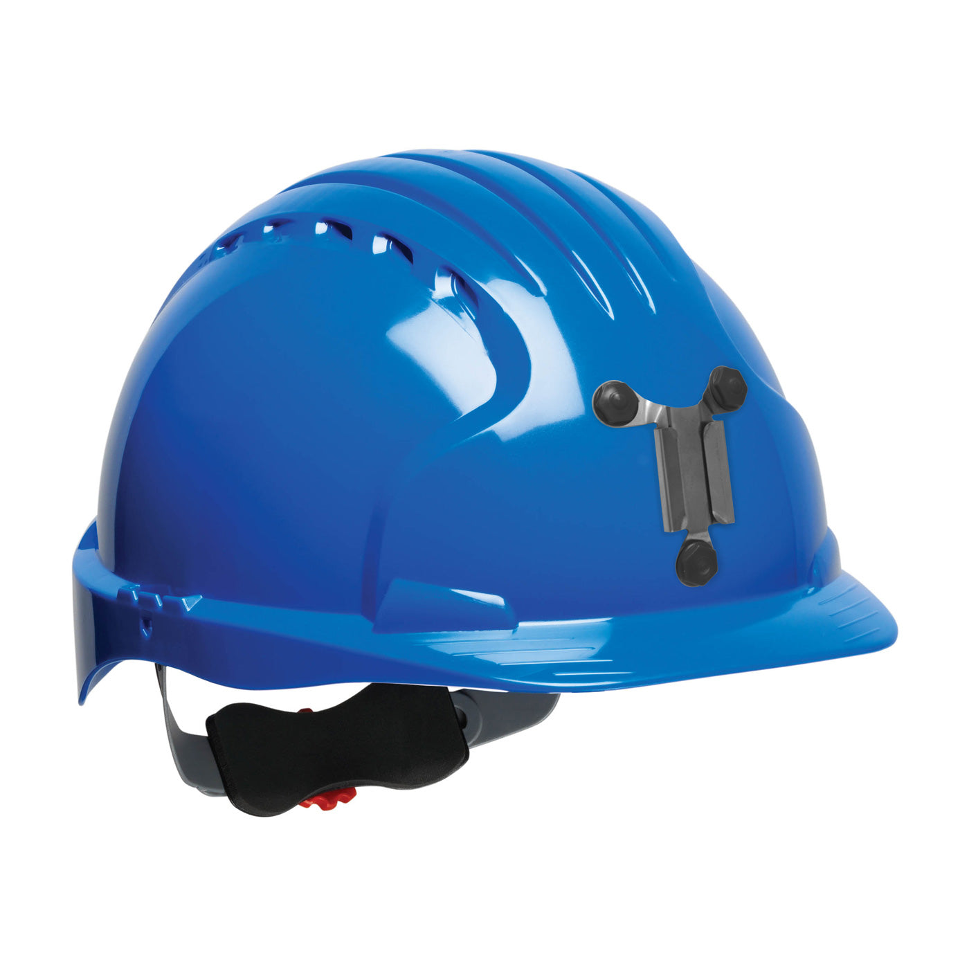 Evolution Deluxe 6161 wheel ratchet class c type I standard brim hard hat in blue | Front Right View