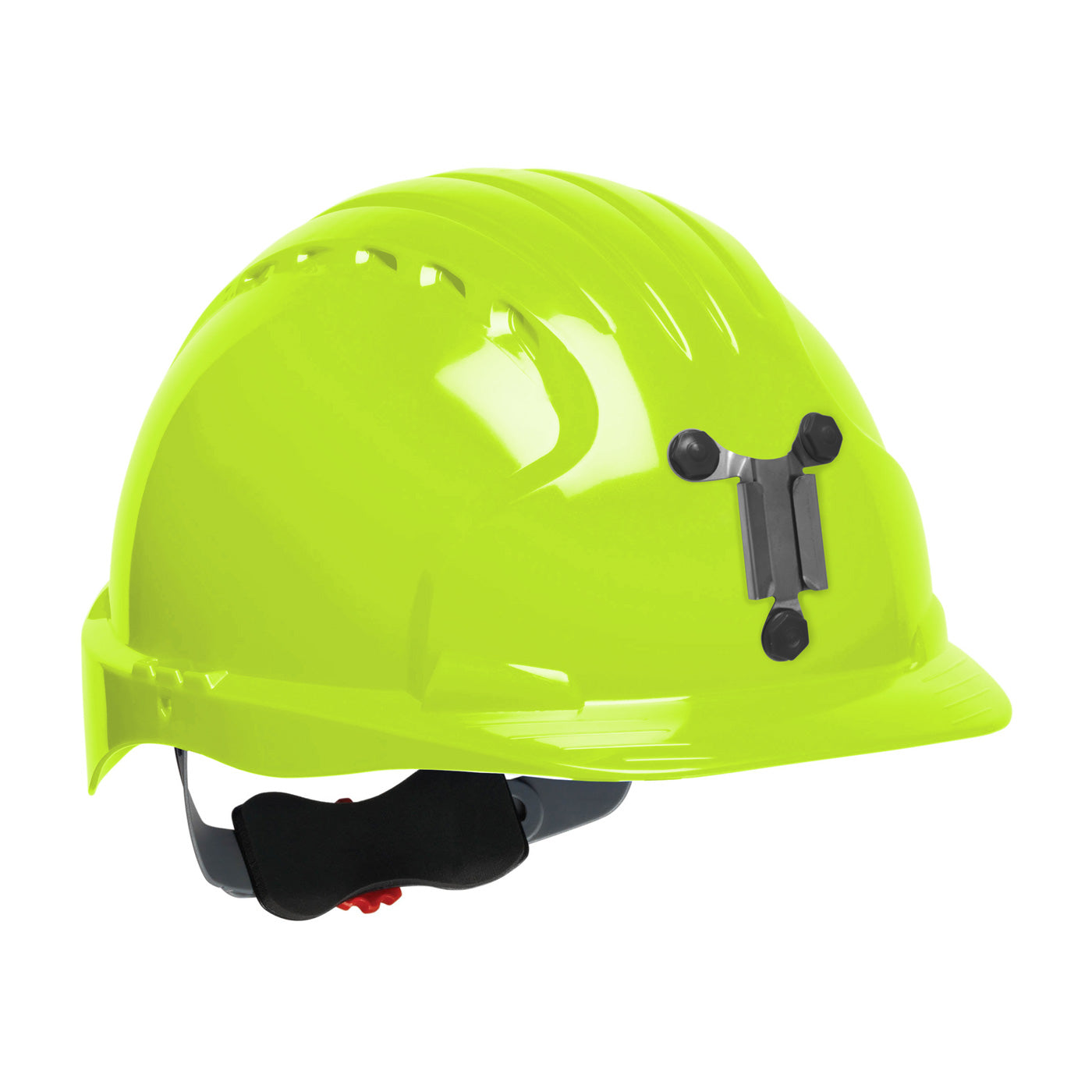 Evolution Deluxe 6161 wheel ratchet class c type I standard brim hard hat in yellow | Front Right View