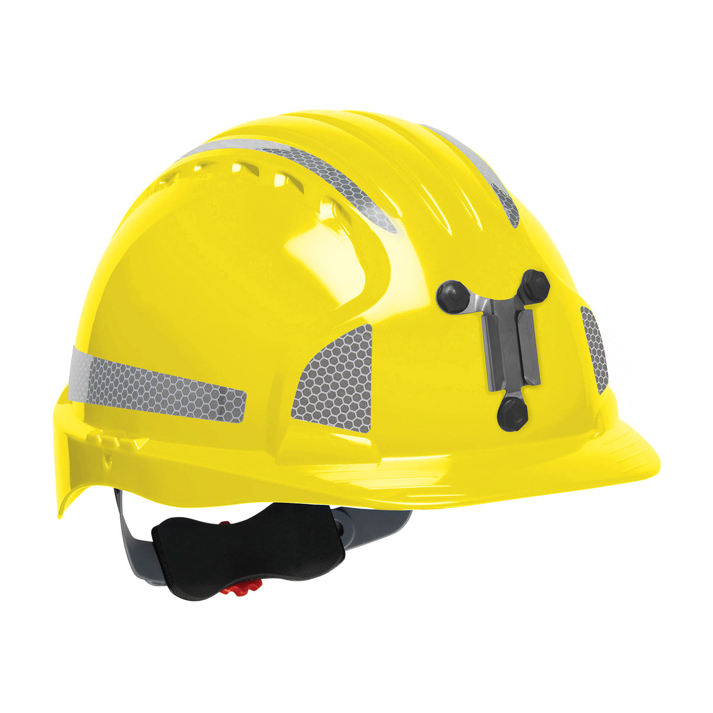 Evolution Deluxe 6161 wheel ratchet class c type I standard brim hard hat in yellow | Front Right View