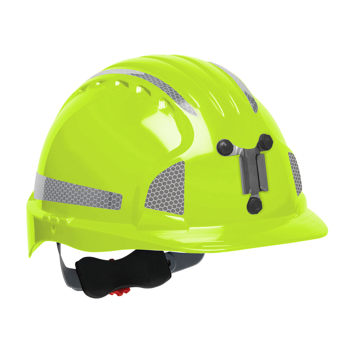 Evolution Deluxe 6161 wheel ratchet class c type I standard brim hard hat in hi-viz green | Front Right View