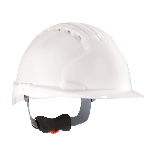 Evolution wheel ratchet class c type I cap style hard hat in white | Front Right view