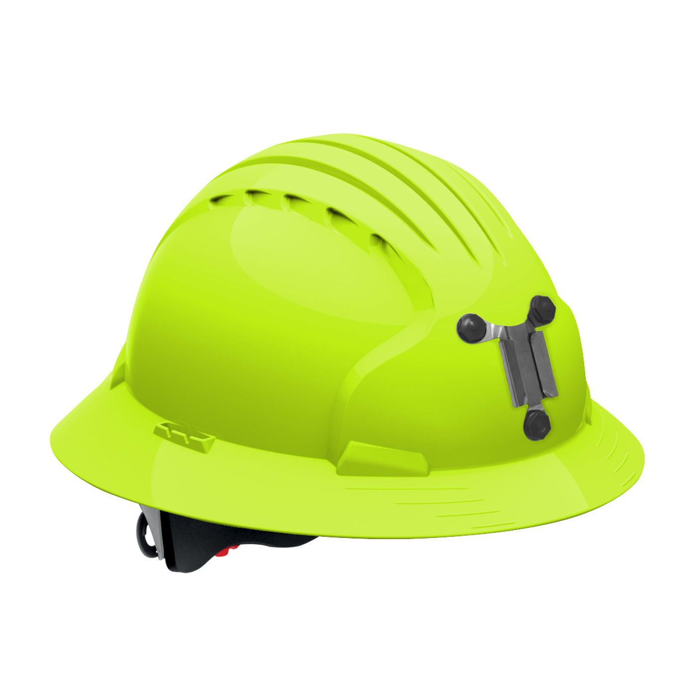 Evolution Deluxe 6161 wheel ratchet class c type I full brim hard hat in yellow | Front Right View