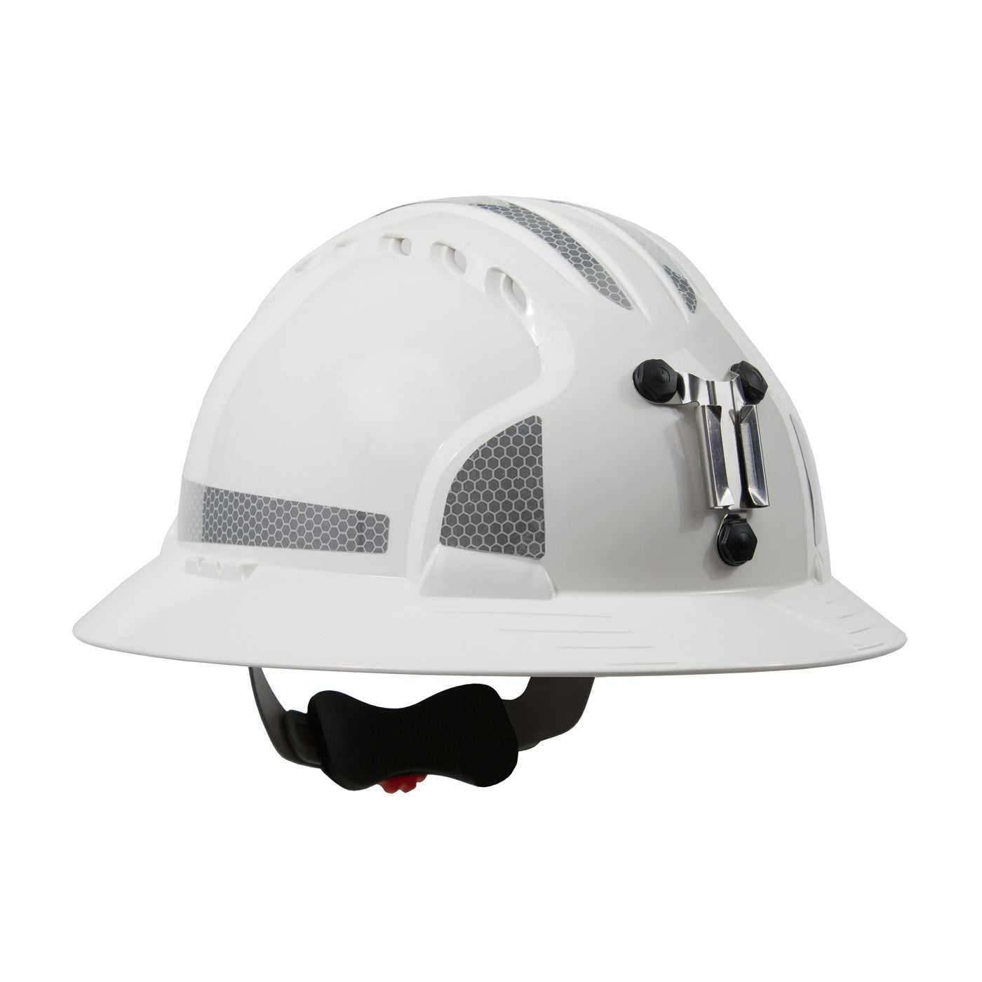 Evolution Deluxe 6161 wheel ratchet class c type I full brim hard hat in white | Front Right View