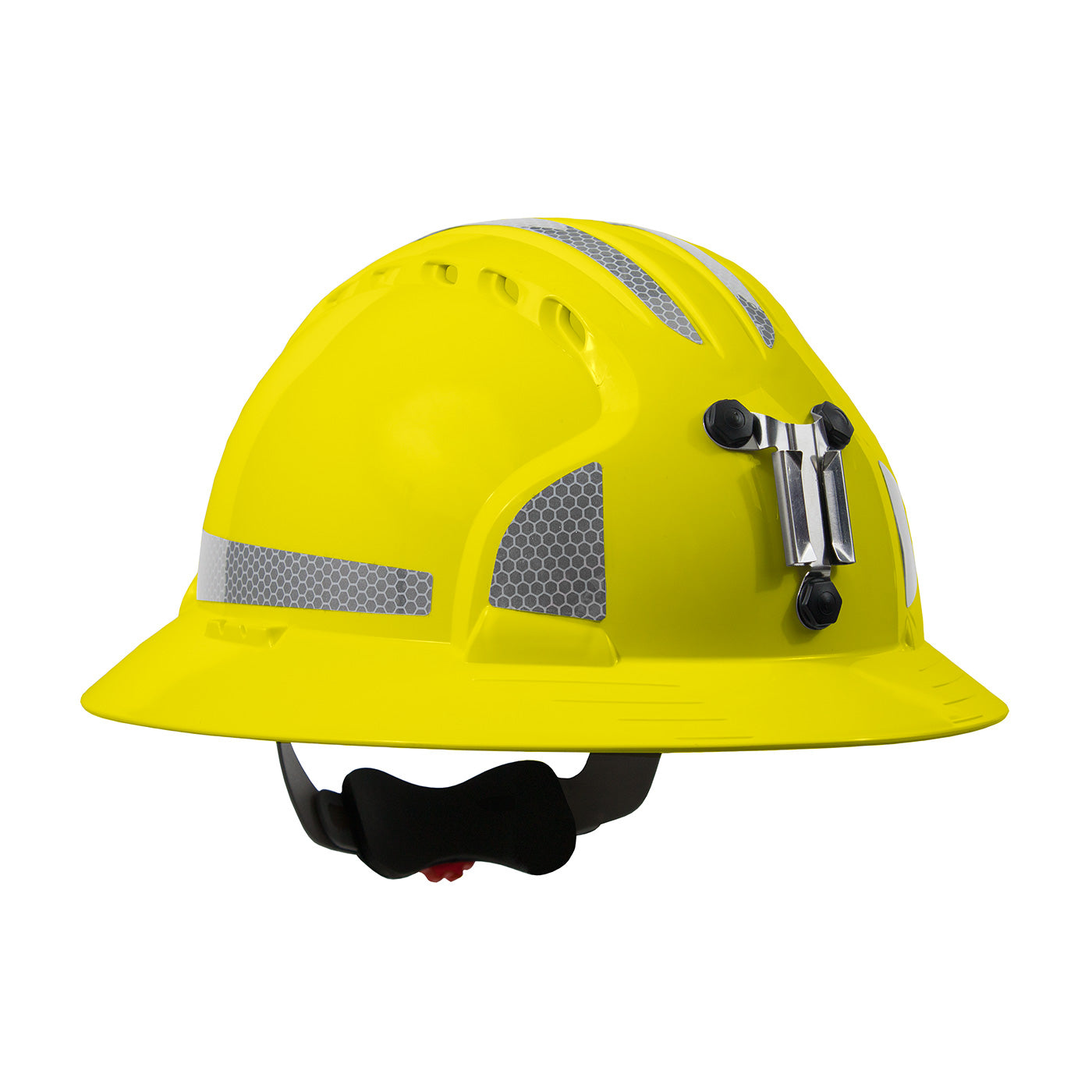 Evolution Deluxe 6161 wheel ratchet class c type I full brim hard hat in yellow | Front Right View