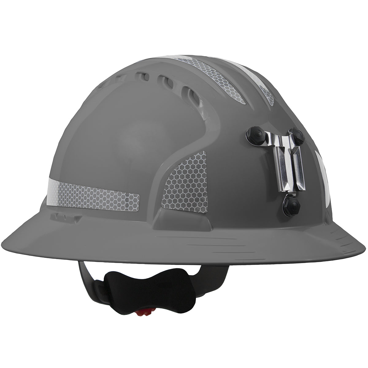 Evolution Deluxe 6161 wheel ratchet class c type I full brim hard hat in gray | Front Right View
