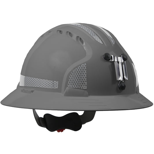 Evolution Deluxe 6161 wheel ratchet class c type I full brim hard hat in gray | Front Right View