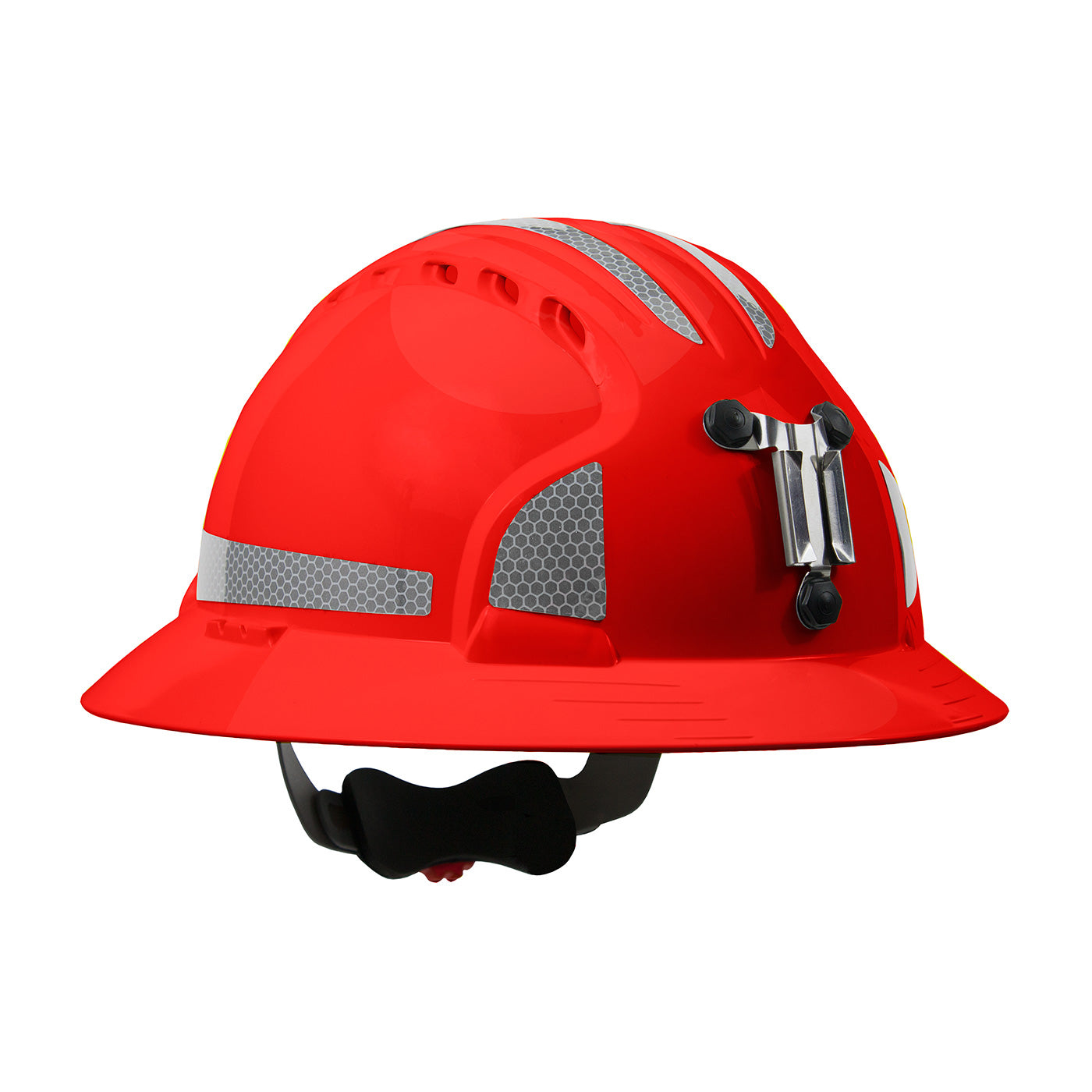 Evolution Deluxe 6161 wheel ratchet class c type I full brim hard hat in red | Front Right View