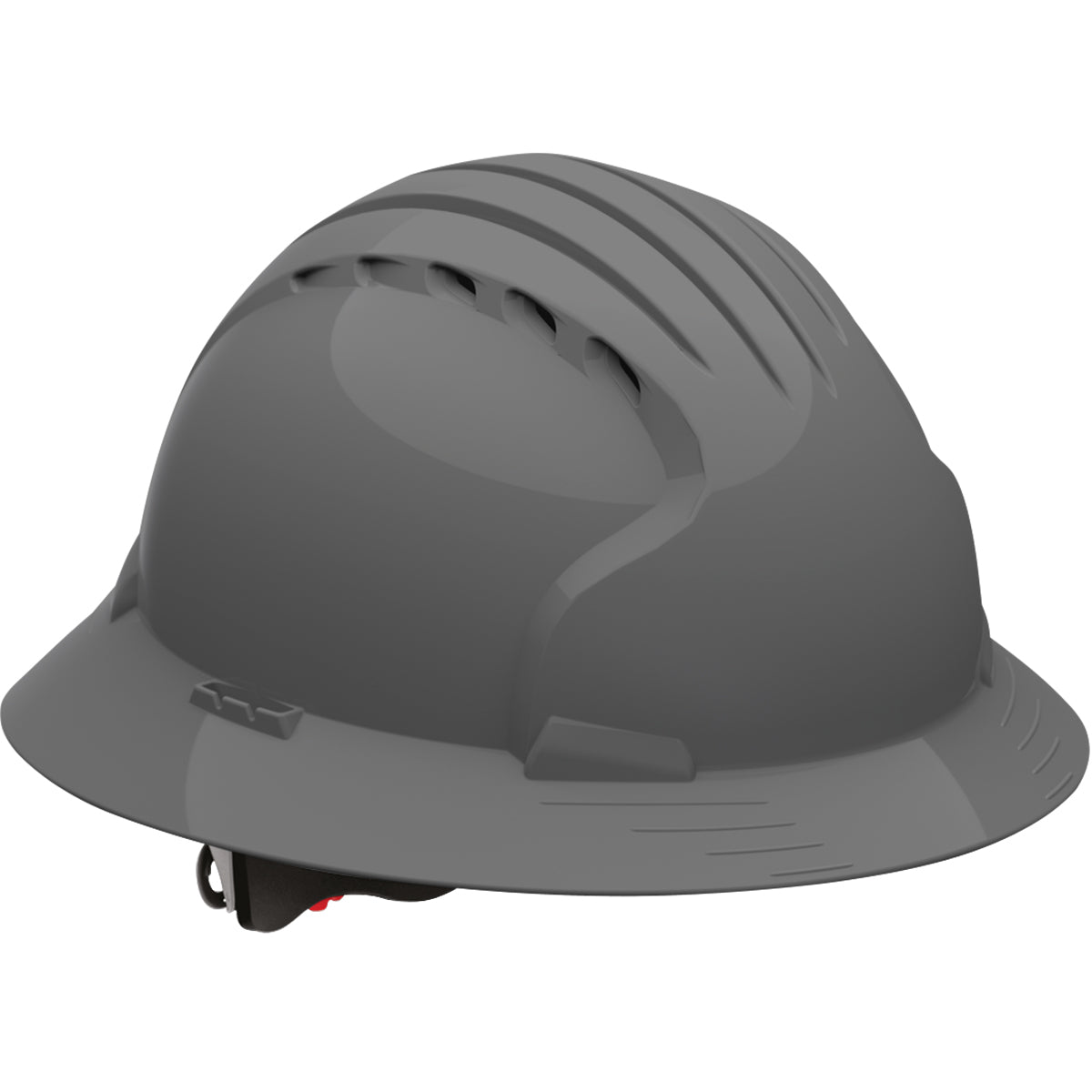 Evolution Deluxe 6161 6-point polyester suspension and wheel ratchet class c type I full brim hard hat in gray | Front Right View