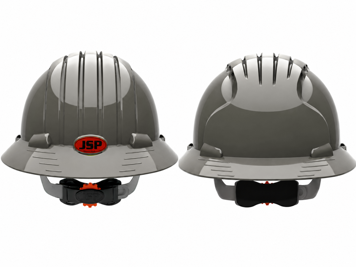 JSP EVO6161 FULL BRIM, GRAY, VENTED, 6-PT, WHEEL RATCHT, CLASS C