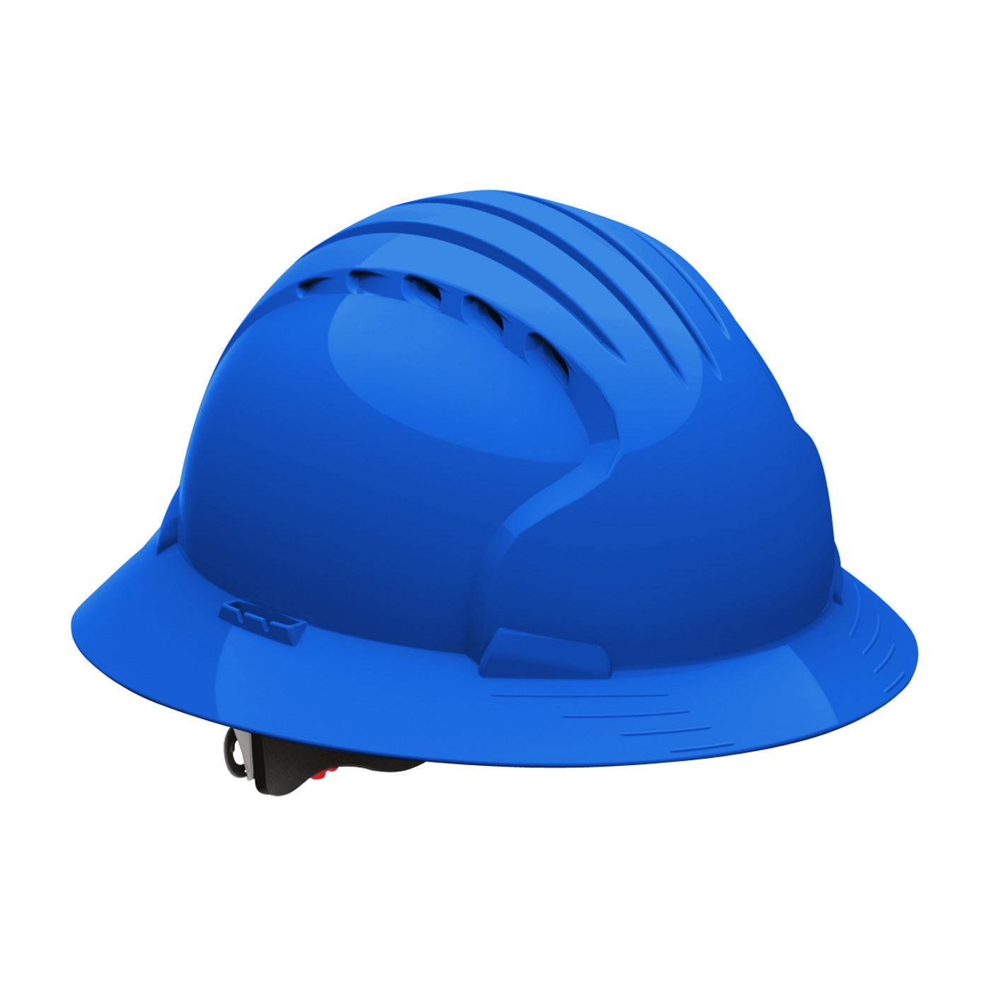 Evolution Deluxe 6161 6-point polyester suspension and wheel ratchet class c type I full brim hard hat in blue | Front Right View