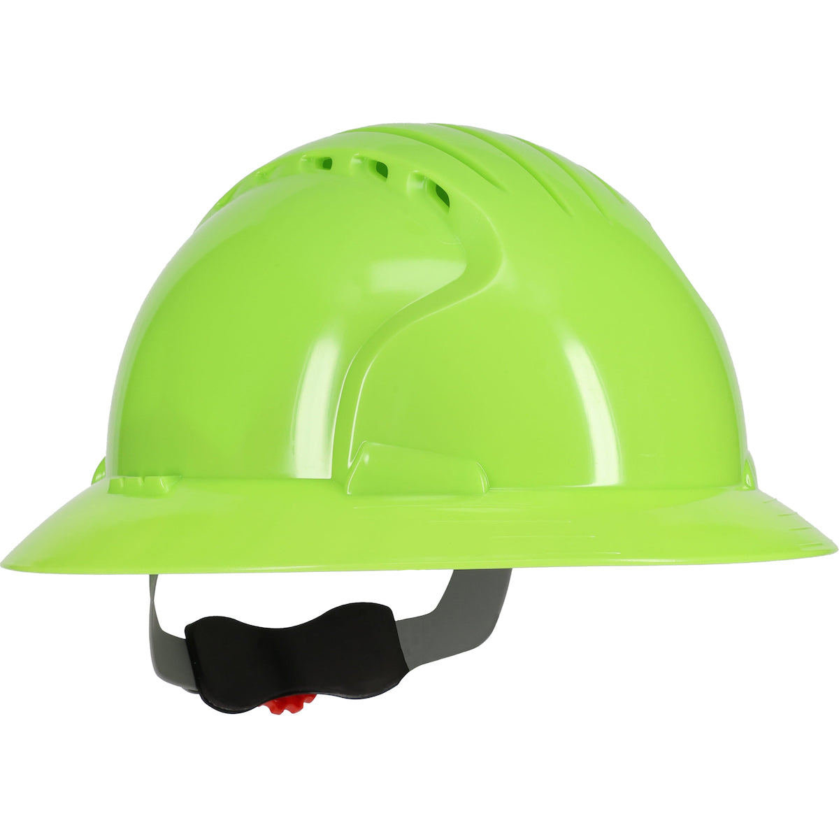 Evolution Deluxe 6161 6-point polyester suspension and wheel ratchet class c type I full brim hard hat in hi-viz green | Front Right View