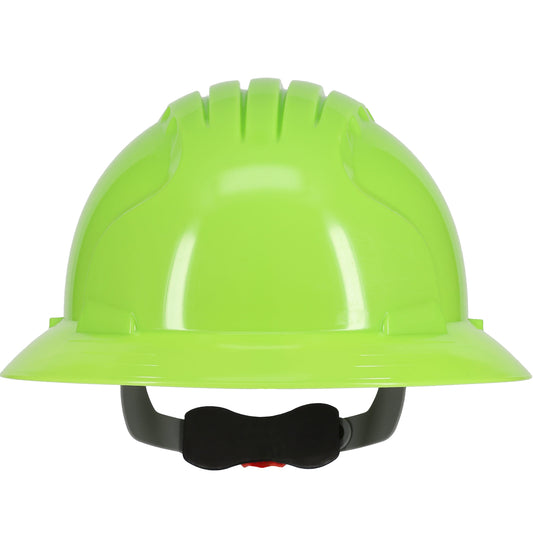 Evolution Deluxe 6161 6-point polyester suspension and wheel ratchet class c type I full brim hard hat in hi-viz green | Front View