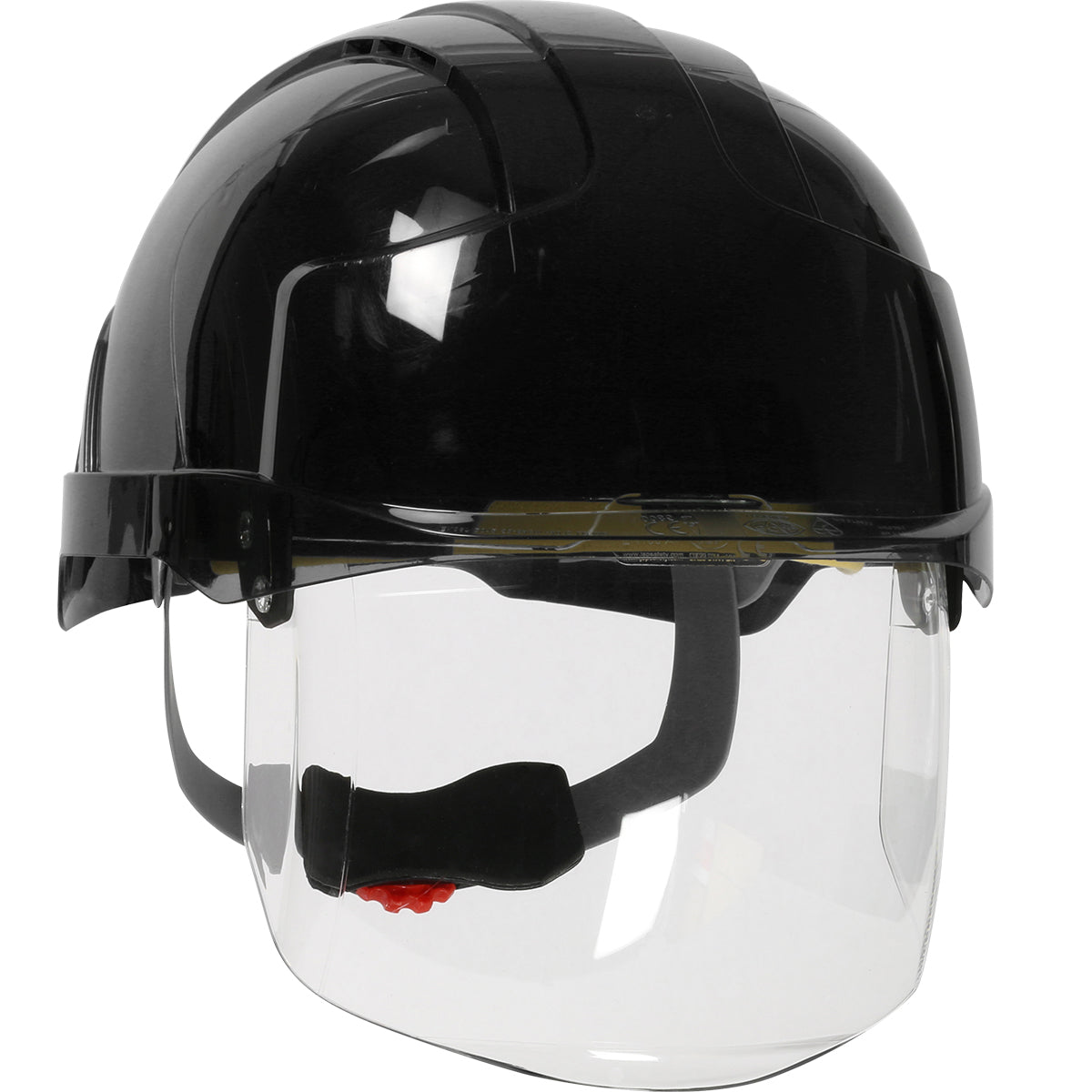 EVO VISTAshield 6-point polyester suspension and wheel ratchet class c type I safety helmet in black | Front Right View