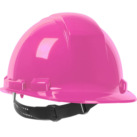 Whistler 4-point textile suspension class e type I cap style hard hat in pink | Front Right View