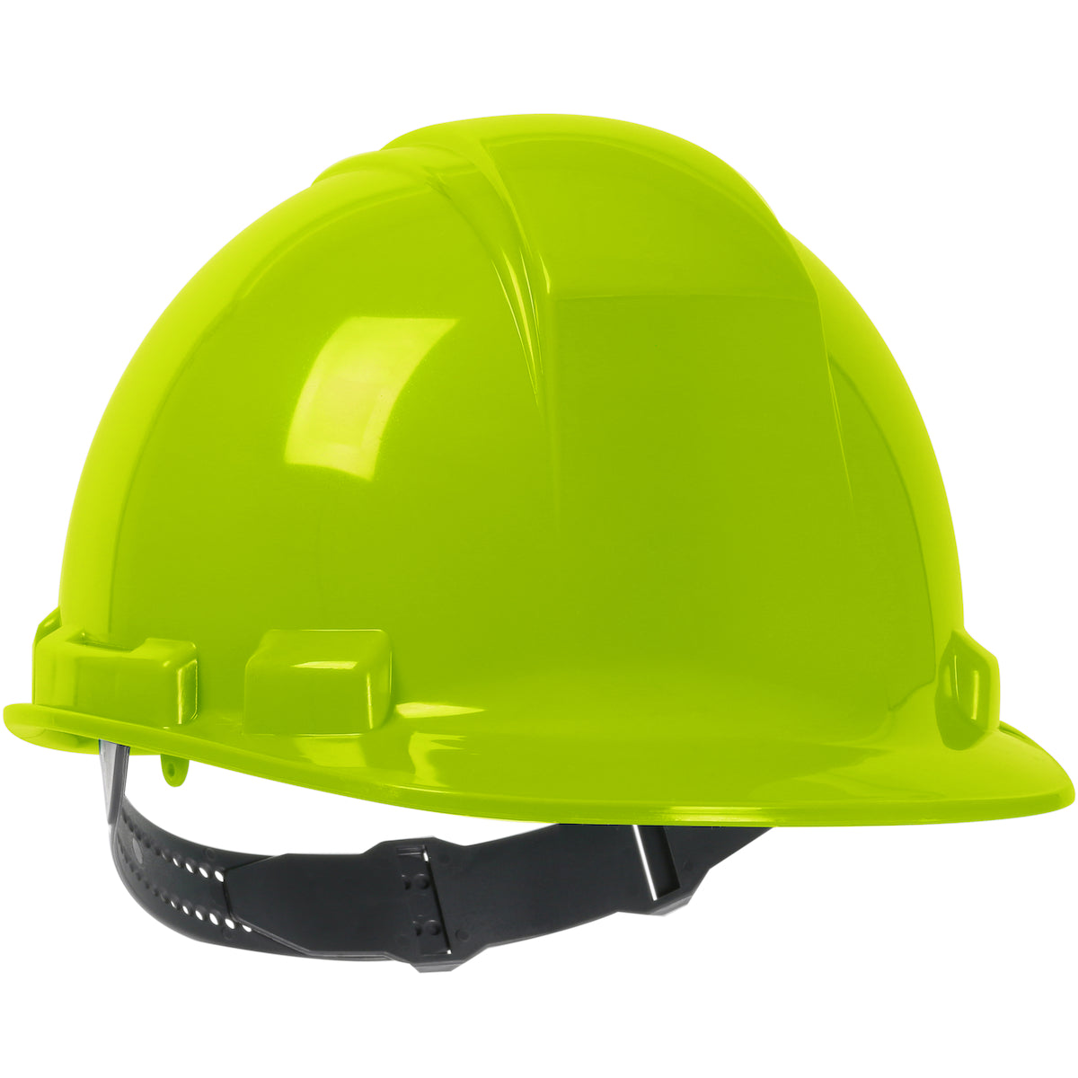 Whistler 4-point textile suspension class e type I cap style hard hat in hi-viz green | Front Right View