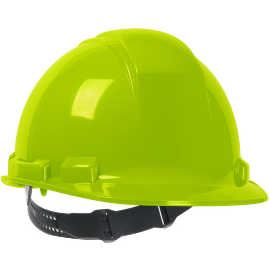 Whistler 4-point textile suspension class e type I cap style hard hat in hi-viz green | Front Right View